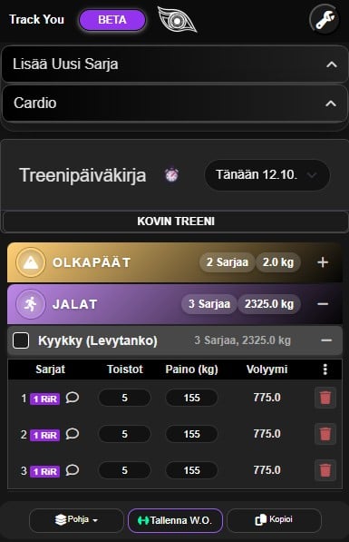 Workout Diary Screenshot